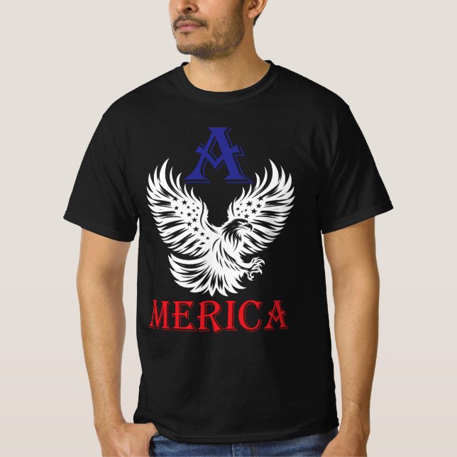 Amerikansk öre med amerikansk Flagga T Shirt (Framsida)