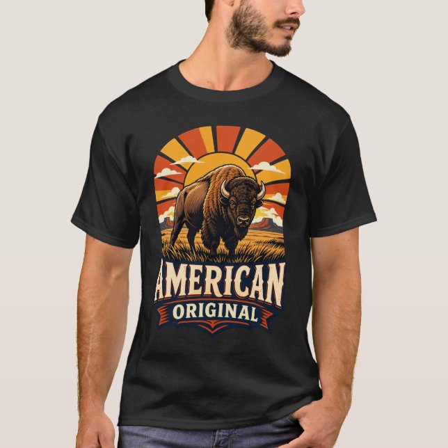 Amerikansk Original Vintage Bisonbuffel T Shirt (Framsida)