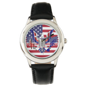 Amerikansk örlsymbol och flagga armbandsur