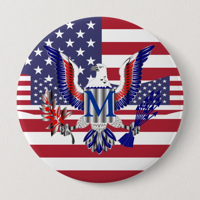 Amerikansk örlsymbol och flagga knapp (Framsida)