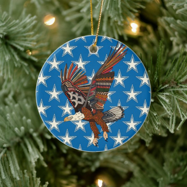 amerikansk örn blå julgransprydnad keramik (Träd)