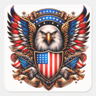 Amerikansk Örn – Majestätisk Symbol för Frihet Fyrkantigt Klistermärke