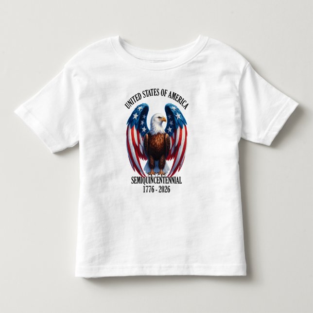 Amerikansk örn med flaggvingar 1776-2026 t shirt (Framsida)