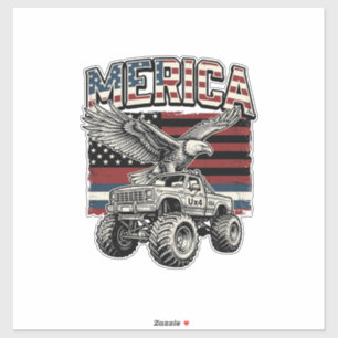 Amerikansk Örn Monster Truck Vintage Patriotisk Klistermärken