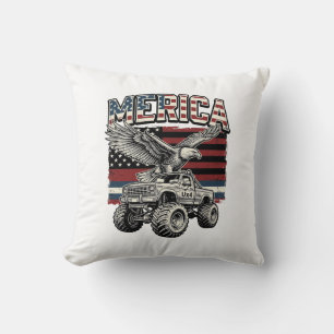 Amerikansk Örn Monster Truck Vintage Patriotisk Kudde