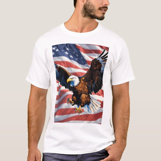 Amerikansk örn och flagga t-shirt (Framsida)