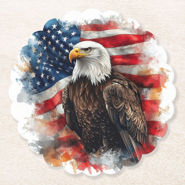 Amerikansk örn patriotisk flaggkonst  underlägg papper (Framsida)