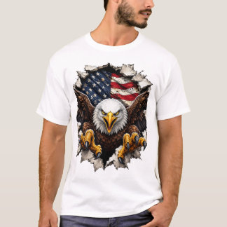 Amerikansk Örn River Genom USA-Flaggan T Shirt