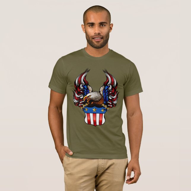 Amerikansk Örn, Röd Vit & Blå, Patriot, Tee (Hel framsida)