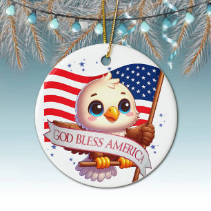 Amerikansk örn USA-flaggpresent för patriot 🦅🇺🇸 Julgransprydnad Keramik