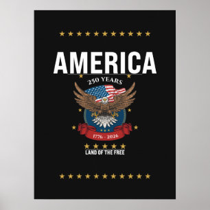 Amerikansk Örnflagga 250-årsjubileum 1776 2026 Poster