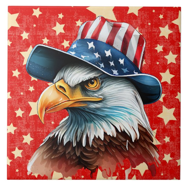 Amerikansk örnflagga kakelplatta (Framsidan)