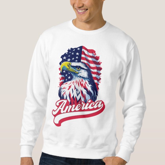 Amerikansk örnflagga lång ärmad tröja (Framsida)