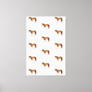 Amerikansk Paint Horse Akvarell Equestrian Canvastryck