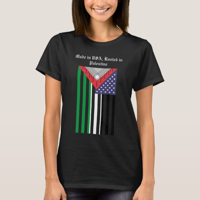 Amerikansk palestinsk T-Shirt: Patriotic Keffiyeh T Shirt (Framsida)