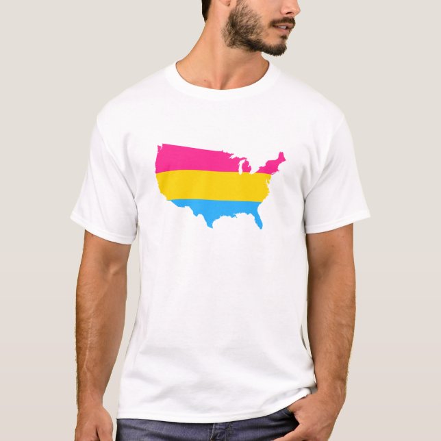 Amerikansk pansexualitet pride karta T-Shirt (Framsida)