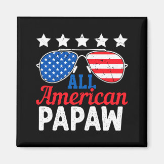 Amerikansk Papaya Retro 4:e Juli Patriotisk Magnet