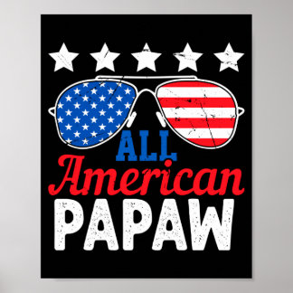 Amerikansk Papaya Retro 4:e Juli Patriotisk Poster
