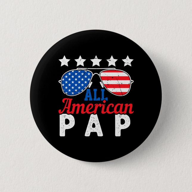 Amerikansk Pappa Retro 4:e Juli Patriotisk Farfar Knapp (Framsida)