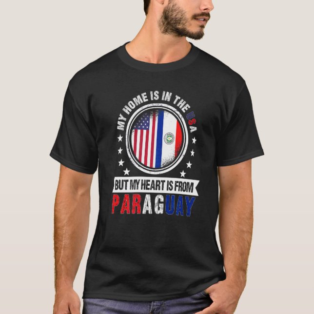 Amerikansk Paraguaysk Flagga Hjärta Paraguay Ameri T Shirt (Framsida)
