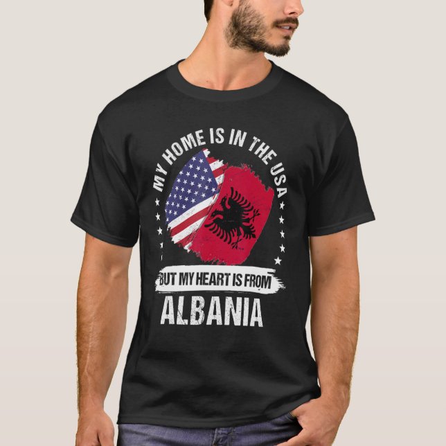 Amerikansk patriot Albanien Flagga Amerikanska alb T Shirt (Framsida)