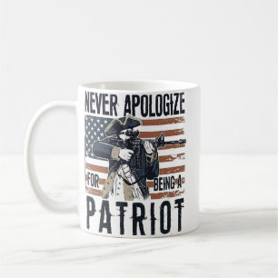 Amerikansk patriot "Aldrig be om ursäkt" Minutemen Kaffemugg