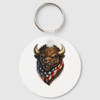 Amerikansk Patriot Buffalo Huvud Grafisk Nyckelring