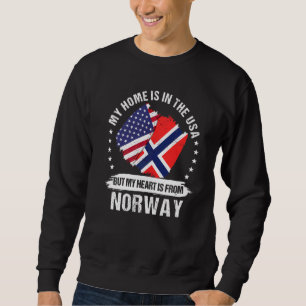 Amerikansk Patriot Norge Flagga Amerikansk Norsk R Lång Ärmad Tröja
