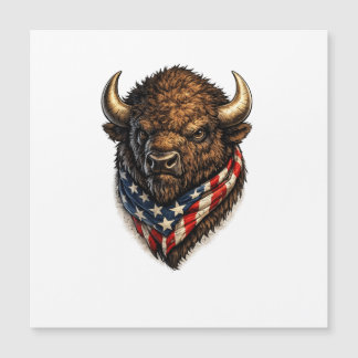 Amerikansk patriotbuffelhuvud grafisk magnetkort.