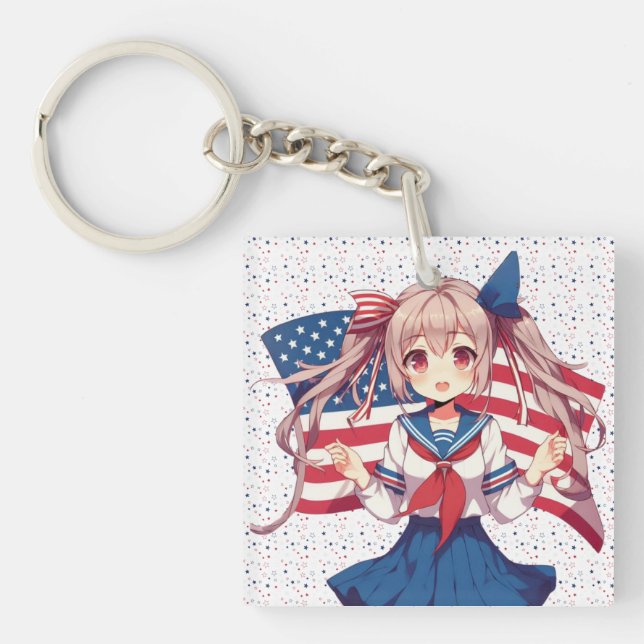 Amerikansk patriotisk animerad flicka (Framsidan)