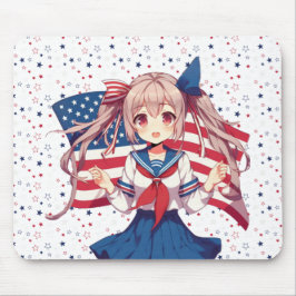 Amerikansk patriotisk animerad flicka musmatta