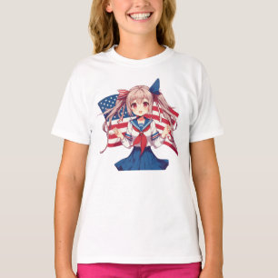 Amerikansk patriotisk animerad flicka t shirt