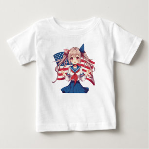 Amerikansk patriotisk animerad flicka t shirt
