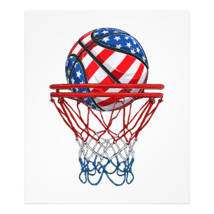 Amerikansk patriotisk basket 4:e juli amerikanska fototryck