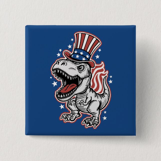 Amerikansk Patriotisk Dinosaurie Knapp (Framsida)