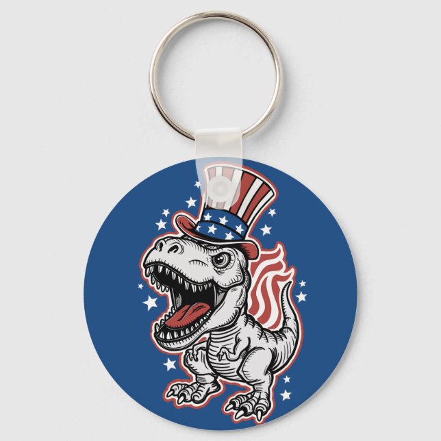 Amerikansk Patriotisk Dinosaurie Nyckelring (Framsida)