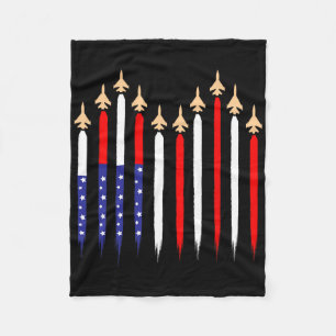 Amerikansk patriotisk fighter Jet USA flagga 4th o Fleecefilt