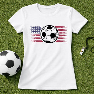 Amerikansk Patriotisk Flaggfotboll; Fotbollsgrafik T Shirt