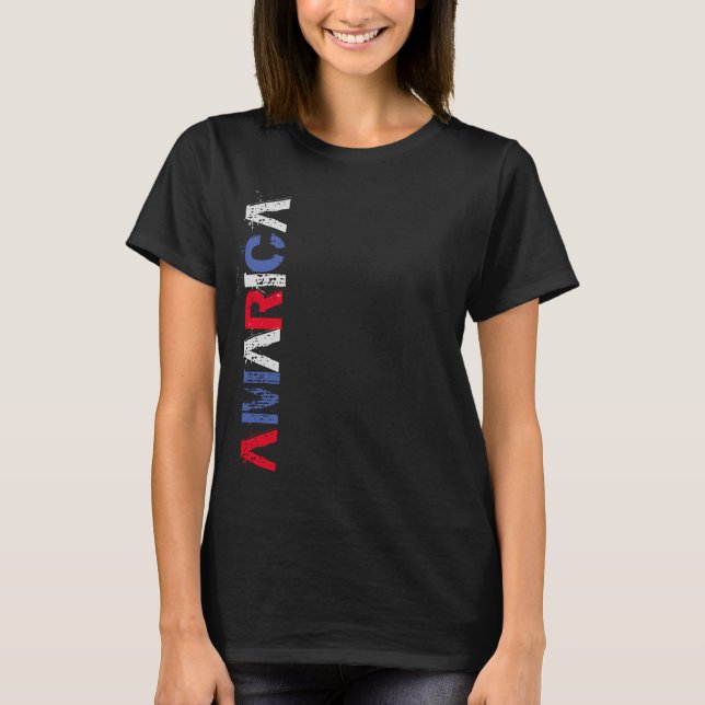 Amerikansk patriotisk grafik USA flagga Färg T Shirt (Framsida)