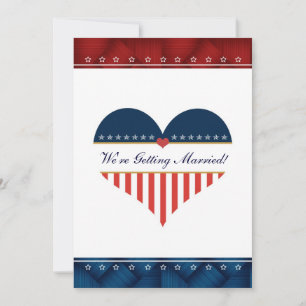 Amerikansk patriotisk hjärta militär bröllopsinbju inbjudningar