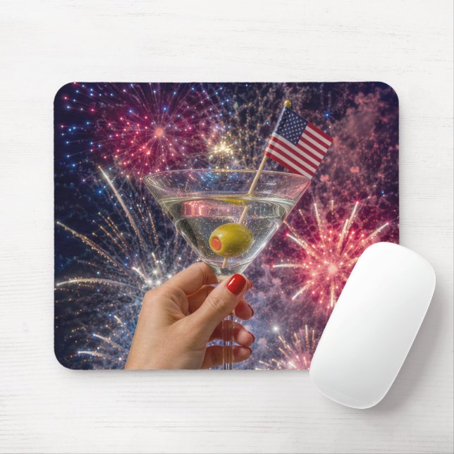 Amerikansk patriotisk Martini Skål Musmatta (Med mus)