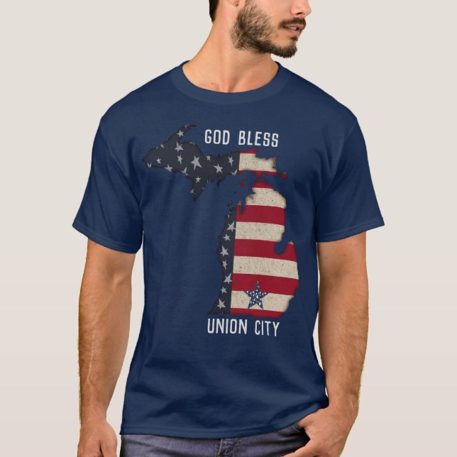 AMERIKANSK PATRIOTISK MICHIGAN | DIN STAD T SHIRT (Framsida)