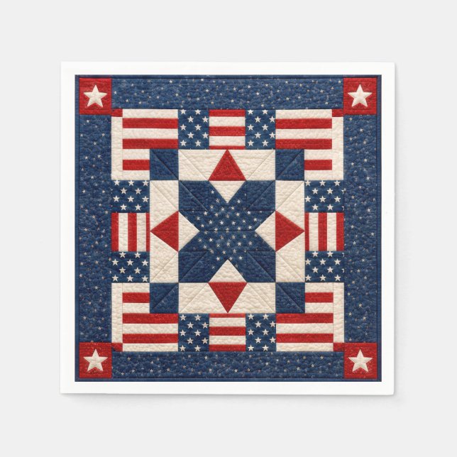 Amerikansk patriotisk stjärnsprängd täcke pappersservett (Framsidan)