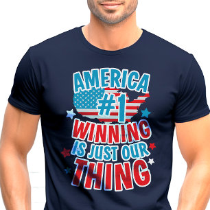 Amerikansk patriotisk t-shirt för nummer ett-vinna