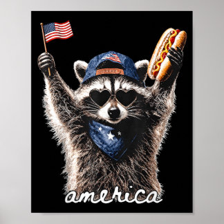 Amerikansk Patriotisk Tvättbjörn Poster
