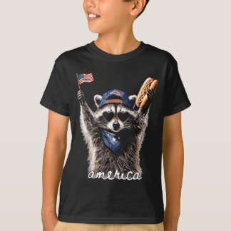 Amerikansk Patriotisk Tvättbjörn T Shirt