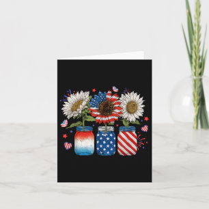 Amerikansk patriotisk USA flagga Burk med solros 4 Kort