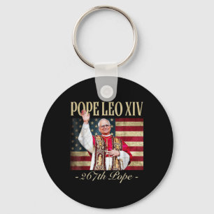 Amerikansk påve Leo Xiv 267th U.s. Flagga Catholiq Nyckelring