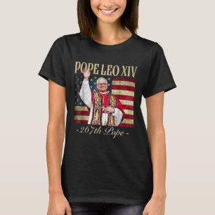 Amerikansk påve Leo Xiv 267th U.s. Flagga Catholiq T Shirt