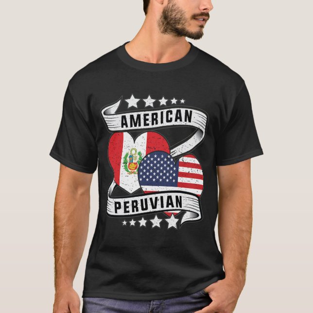 Amerikansk peruansk flagga-skjorta t shirt (Framsida)